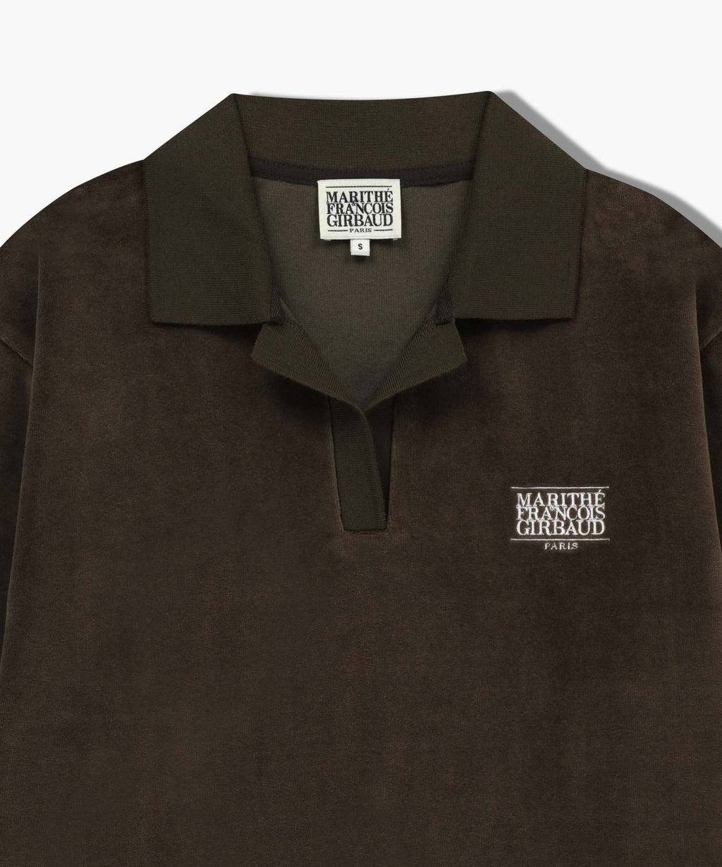 Marithe & Francois Girbaud - Classic Logo Collared Velour Sweatshirt (Brown) product image 8 | TRAB K-Fashion Australia