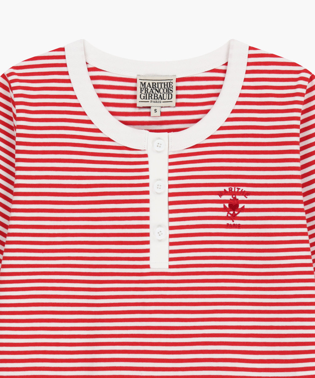 Marithe & Francois Girbaud - Stripe Henley Neck Tee (Red) product image 8 | TRAB K-Fashion Australia