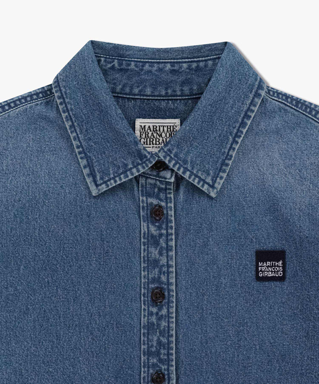 Marithe & Francois Girbaud - Heritage Lettering Logo Denim Crop Shirt (Blue) product image 8 | TRAB K-Fashion Australia