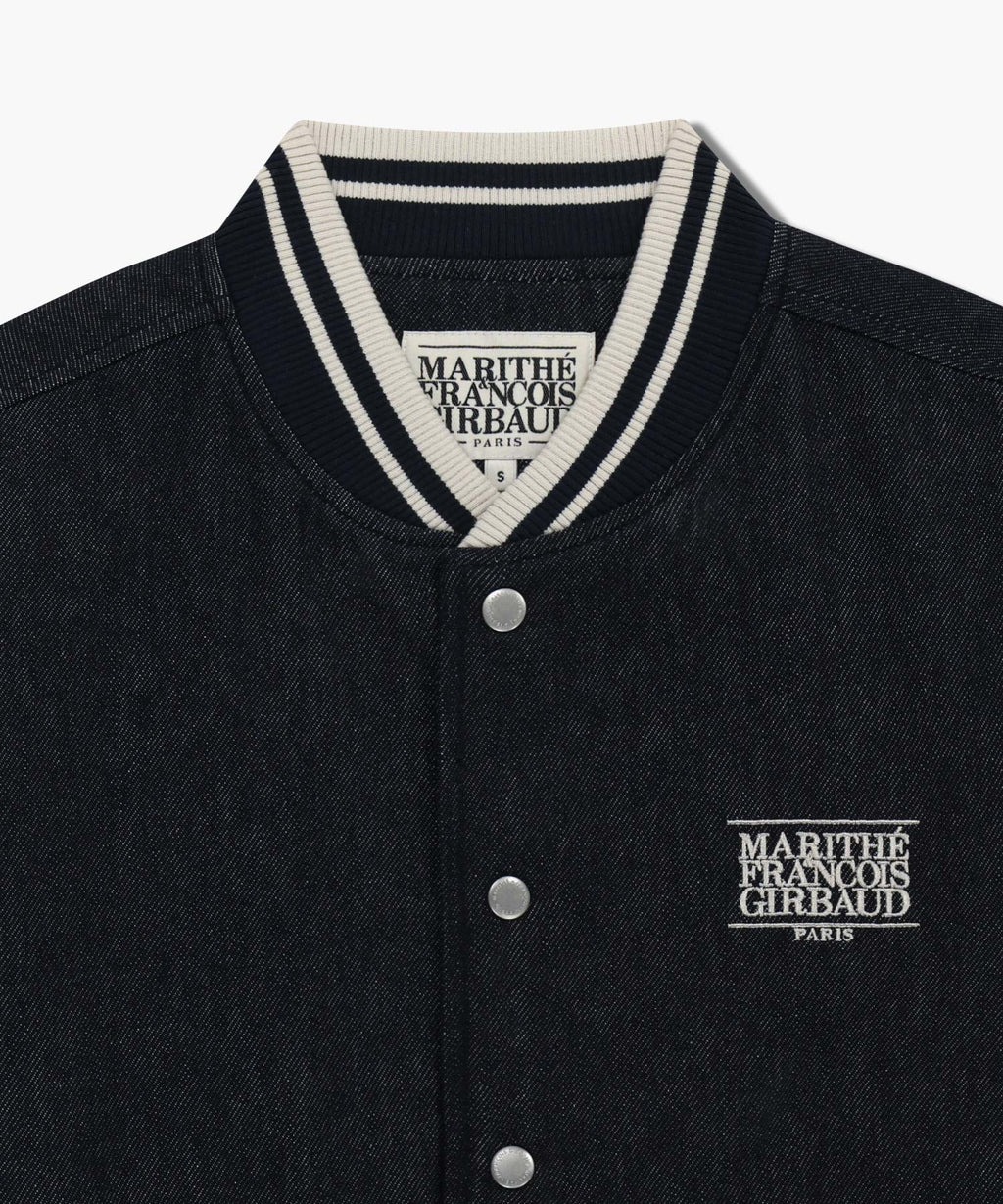 Marithe & Francois Girbaud - Classic Logo Embroidery Denim Varsity Jacket (Navy) product image 8 | TRAB K-Fashion Australia