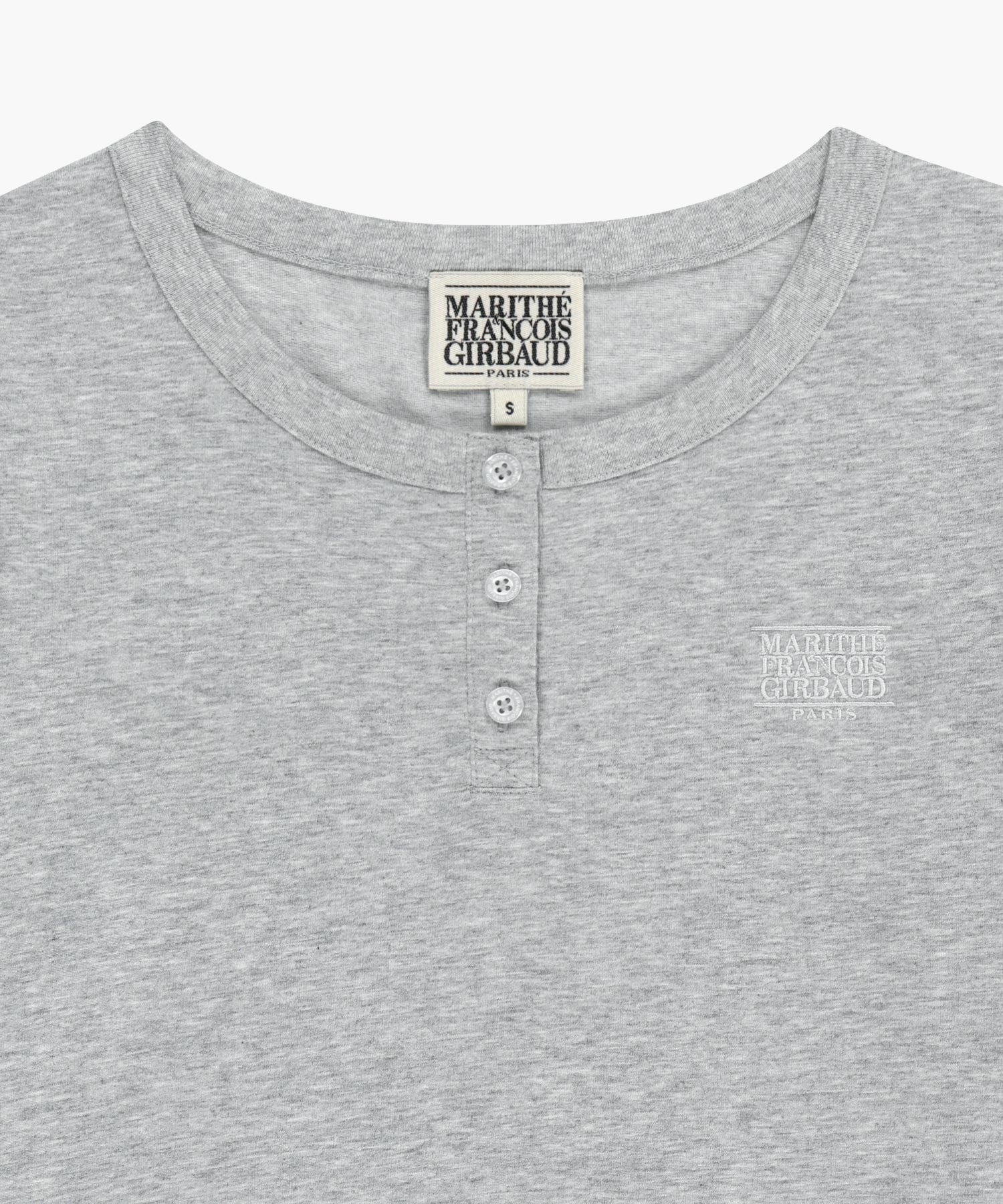 Marithe & Francois Girbaud - Small Classic Logo Henley Neck 3/4 Sleeve Tee (Heather Gray) product image 8 | TRAB K-Fashion Australia