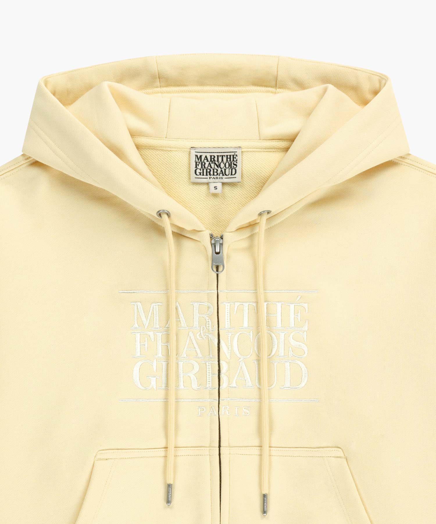 Marithe & Francois Girbaud - Classic Logo Crop Hoodie Zipup (Butter) product image 8 | TRAB K-Fashion Australia