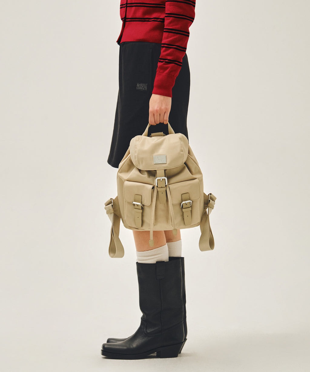 Marithe & Francois Girbaud - Classic Logo Small Backpack (Beige) product image 8 | TRAB K-Fashion Australia