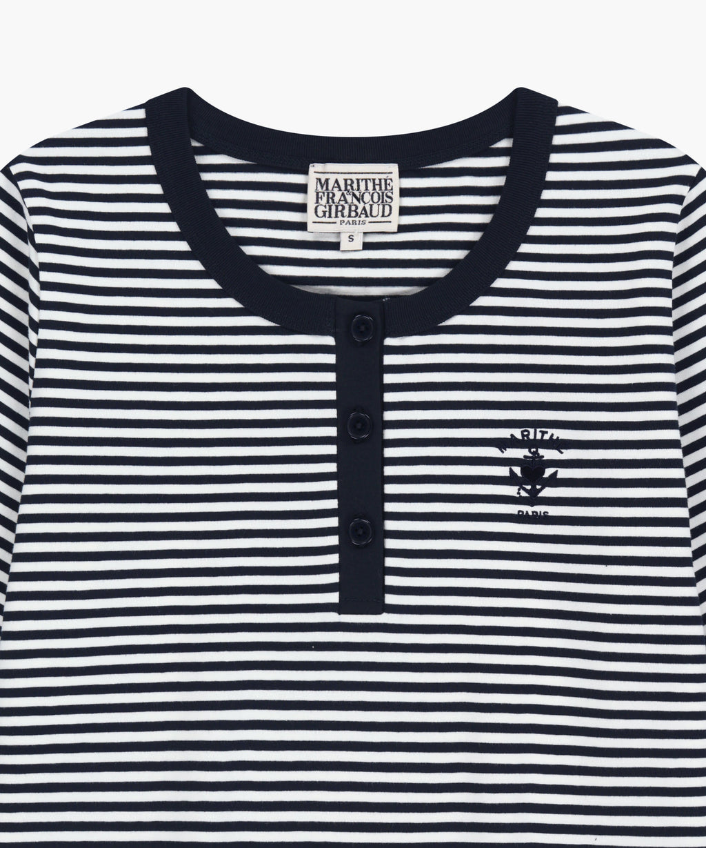 Marithe & Francois Girbaud - Stripe Henley Neck Tee (Navy) product image 8 | TRAB K-Fashion Australia