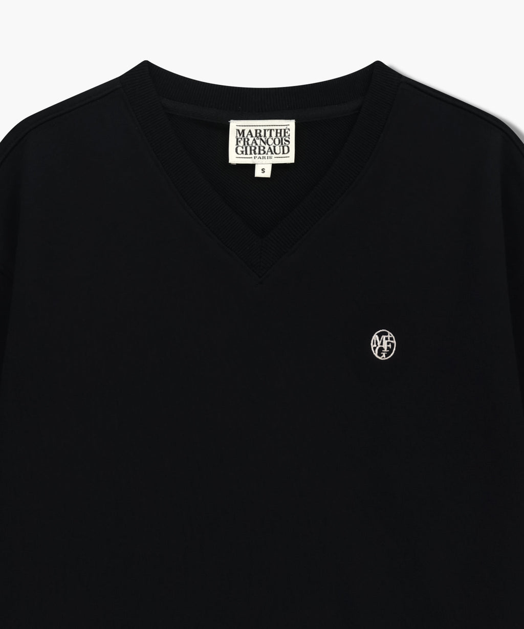 Marithe & Francois Girbaud - Circle Logo V Neck Crop Sweatshirt (Black) product image 8 | TRAB K-Fashion Australia