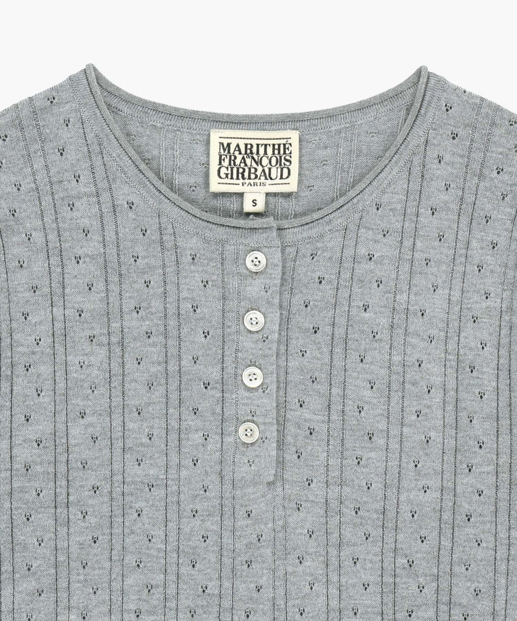 Marithe & Francois Girbaud - Crochet Half Button Knit (Melange Gray) product image 8 | TRAB K-Fashion Australia