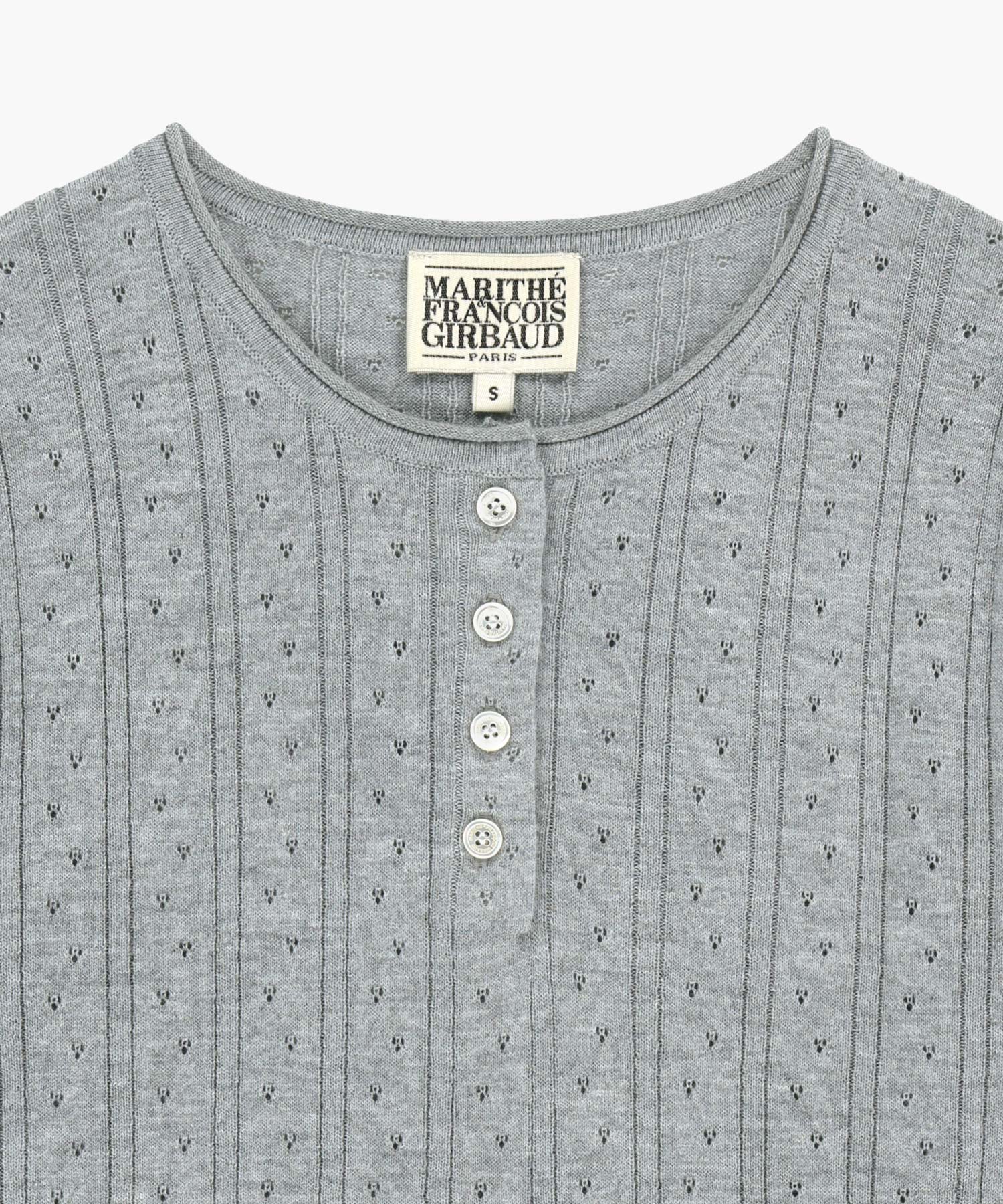 Marithe & Francois Girbaud - Crochet Half Button Knit (Melange Gray) product image 8 | TRAB K-Fashion Australia
