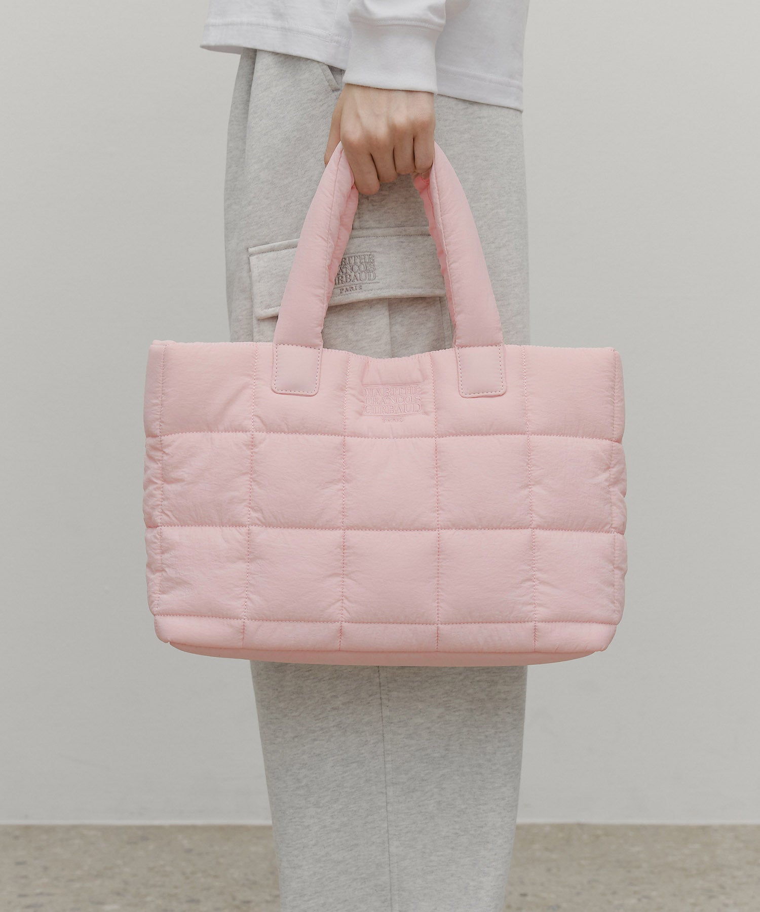Marithe & Francois Girbaud - Classic Logo Padding Tote Bag (Baby Pink) product image 8 | TRAB K-Fashion Australia