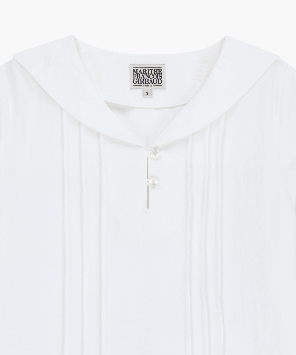 Marithe & Francois Girbaud - Pin Tuck Sailor Half Sleeve Shirt (White) product image 8 | TRAB K-Fashion Australia