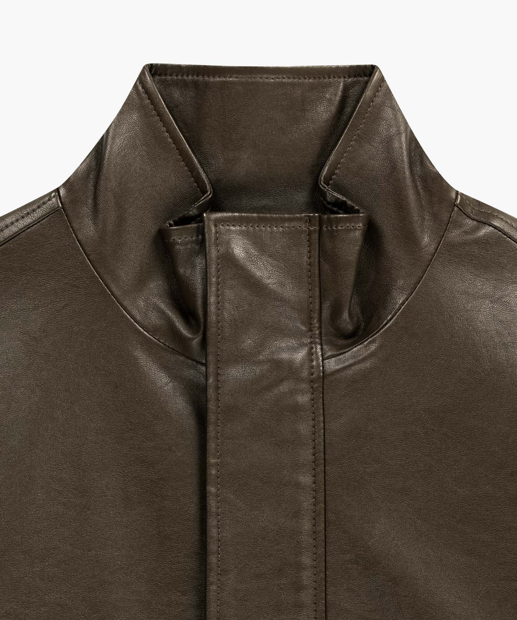Marithe & Francois Girbaud - Faux Leather High Neck Jacket (Brown) product image 8 | TRAB K-Fashion Australia
