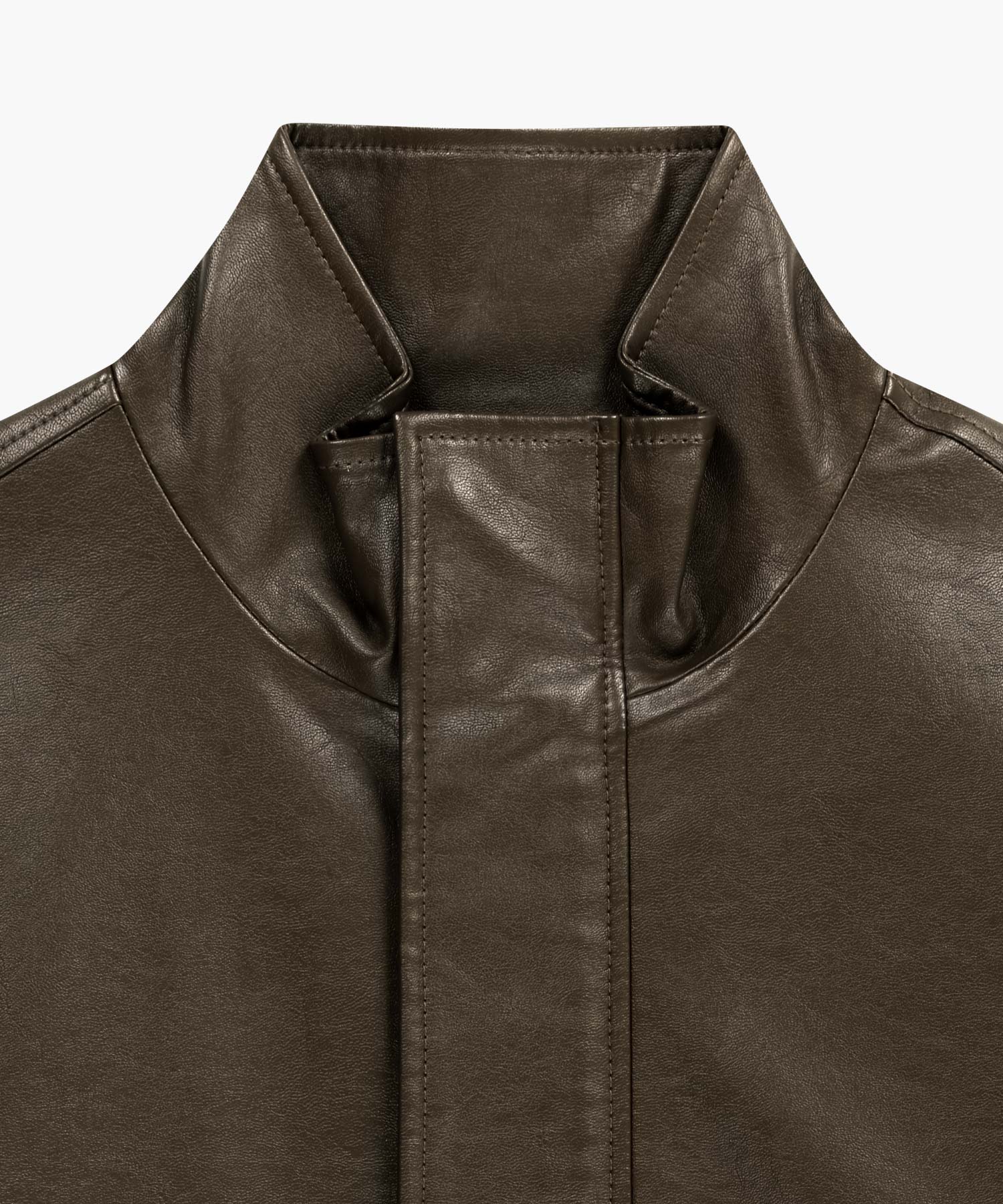 Marithe & Francois Girbaud - Faux Leather High Neck Jacket (Brown) product image 8 | TRAB K-Fashion Australia