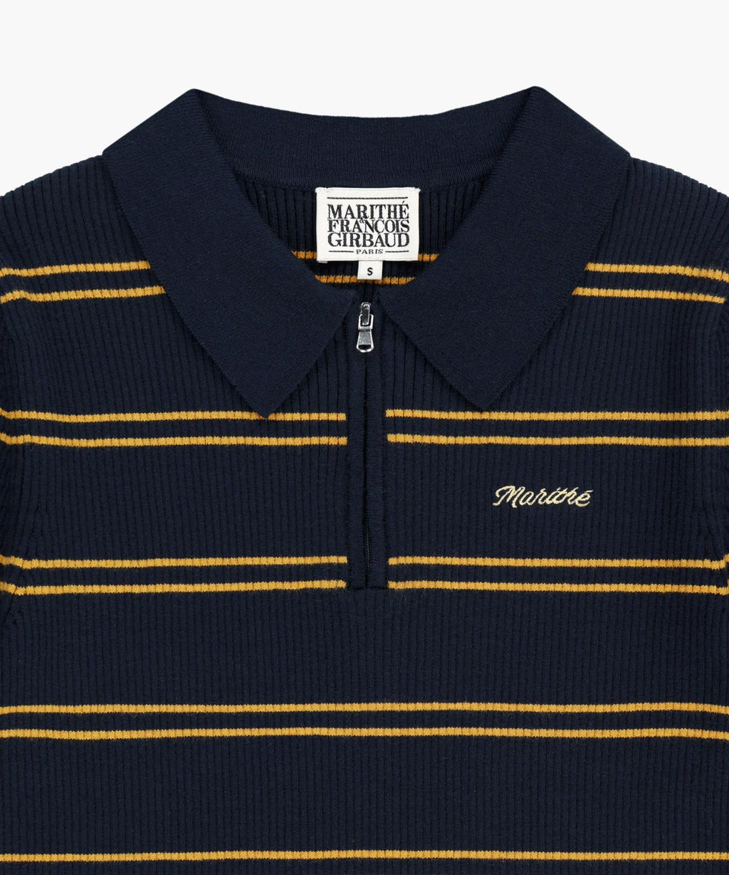 Marithe & Francois Girbaud - Stripe Half Zip Up Slim Knit (Navy) product image 8 | TRAB K-Fashion Australia