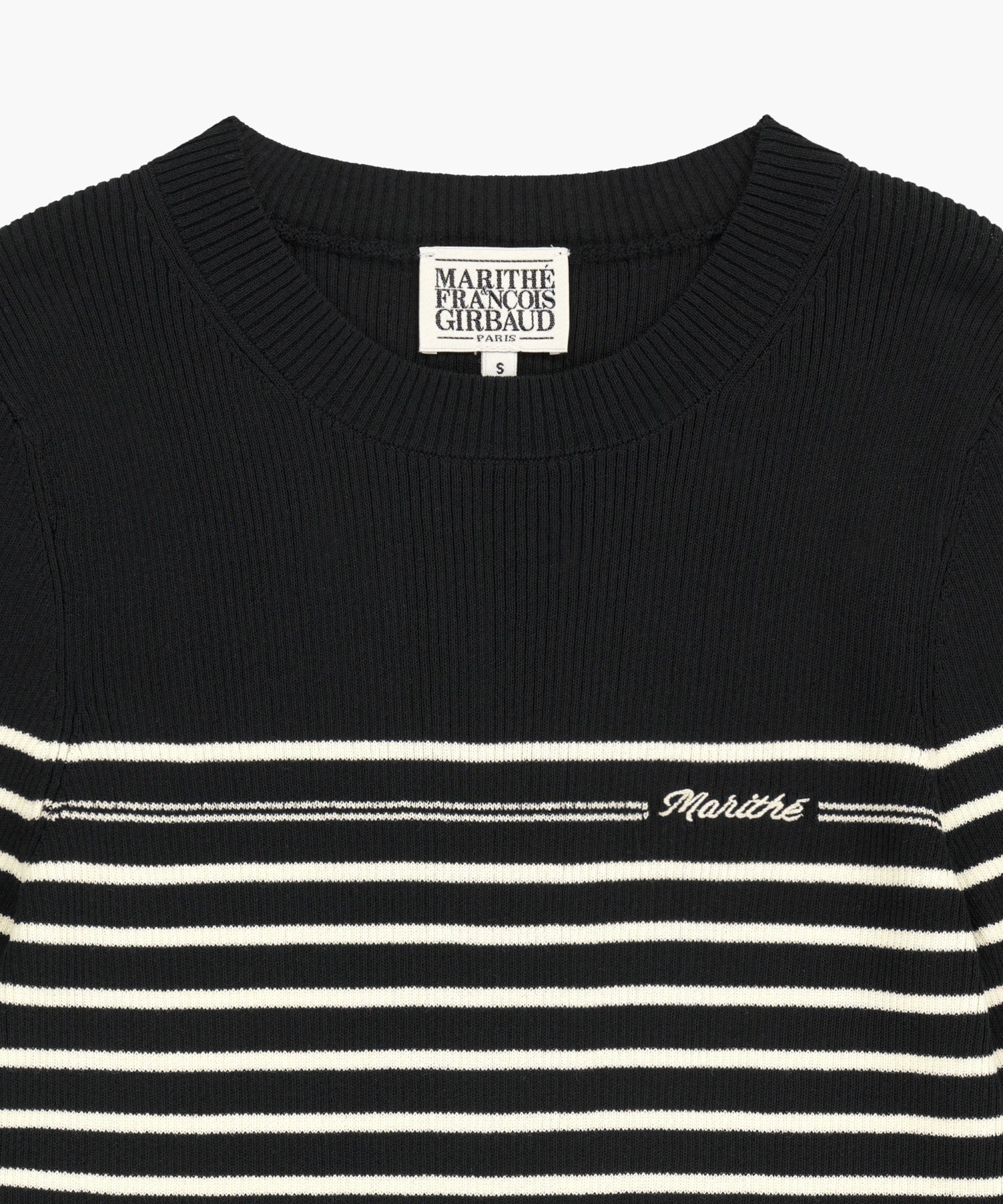 Marithe & Francois Girbaud - Ruffle Point Stripe Half Knit Pullover (Black) product image 8 | TRAB K-Fashion Australia