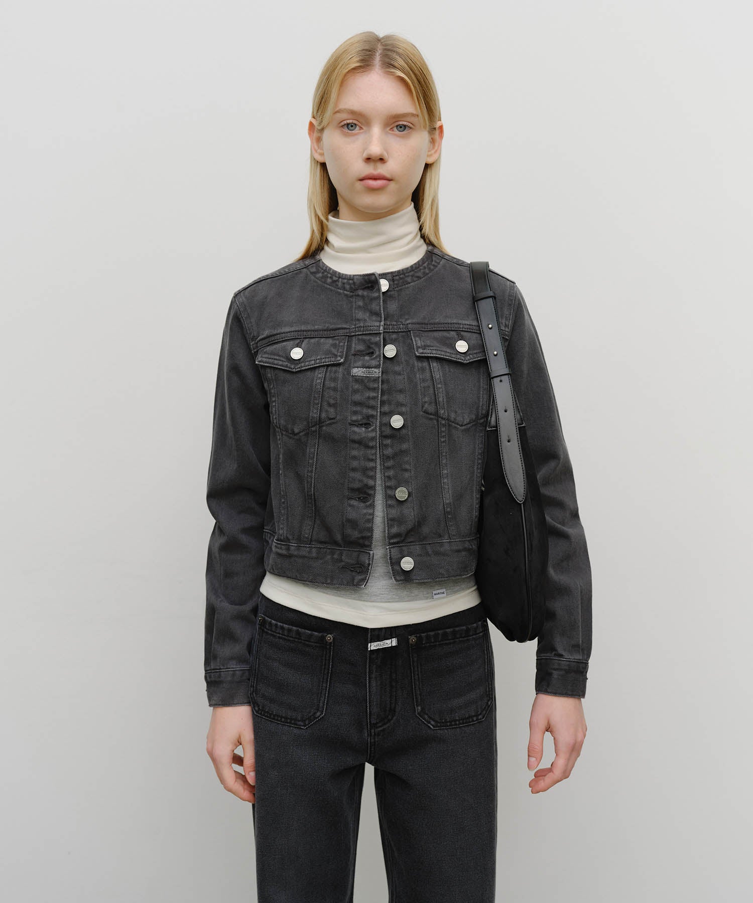 Marithe & Francois Girbaud - Classic Logo Round Suede Shoulder Bag (Black) product image 8 | TRAB K-Fashion Australia