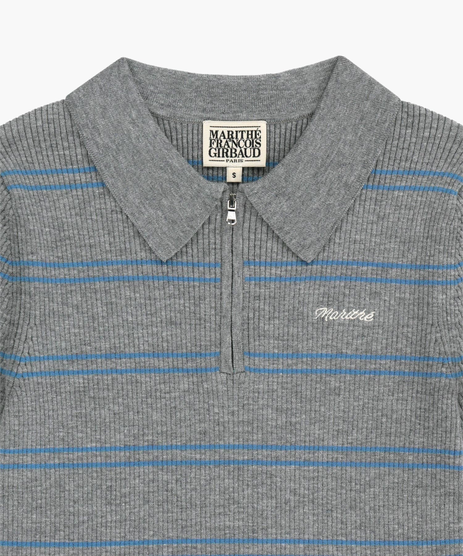 Marithe & Francois Girbaud - Stripe Half Zip Up Slim Knit (Melange Gray) product image 8 | TRAB K-Fashion Australia