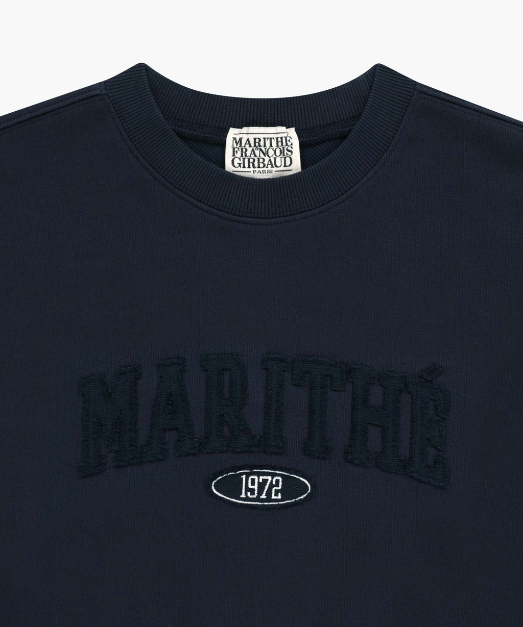 Marithe & Francois Girbaud - Raw Edge Applique Logo Crop Sweatshirt (Navy) product image 8 | TRAB K-Fashion Australia