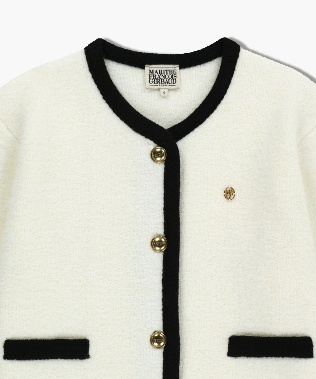 Marithe & Francois Girbaud - Boucle Knit Round Neck Cardigan (Ivory) product image 8 | TRAB K-Fashion Australia