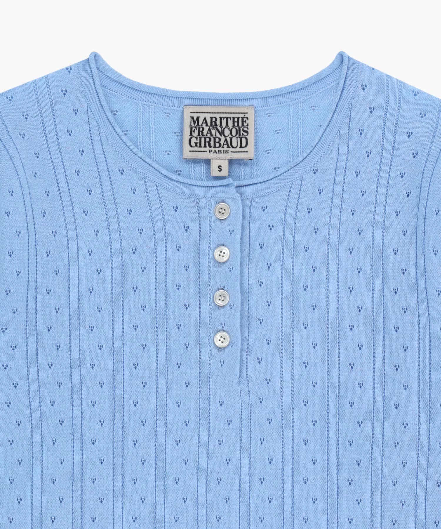 Marithe & Francois Girbaud - Crochet Half Button Knit (Sky Blue) product image 8 | TRAB K-Fashion Australia