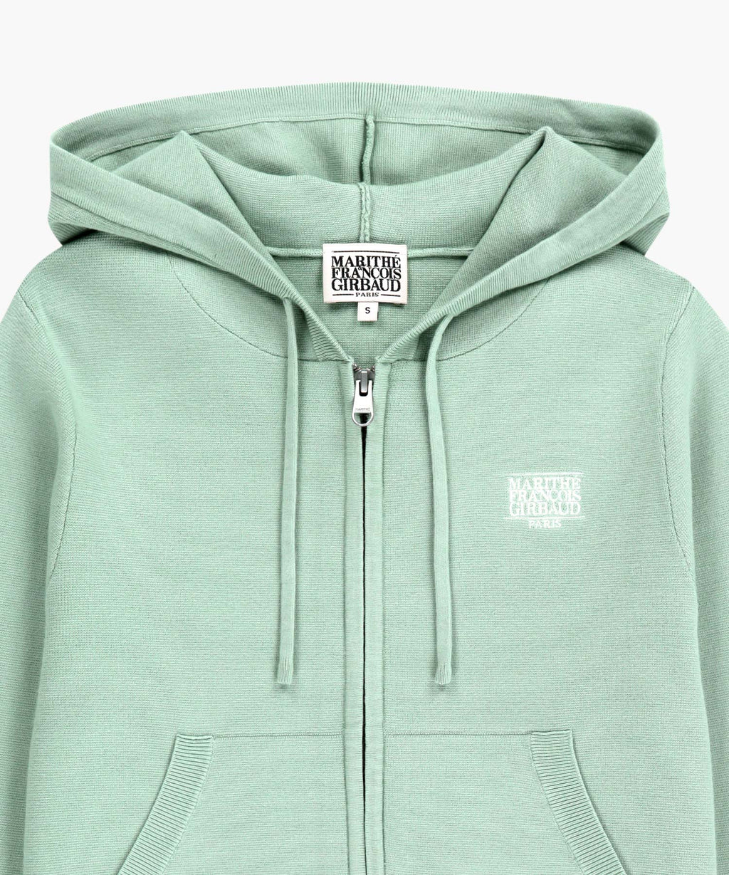 Marithe & Francois Girbaud - Small Classic Logo Crop Knit Hoodie Zipup (Mint) product image 8 | TRAB K-Fashion Australia