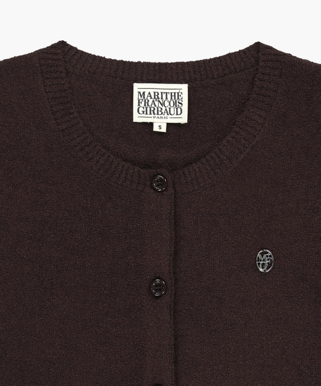 Marithe & Francois Girbaud - Puff Sleeve Half Knit Cardigan (Dark Brown) product image 8 | TRAB K-Fashion Australia