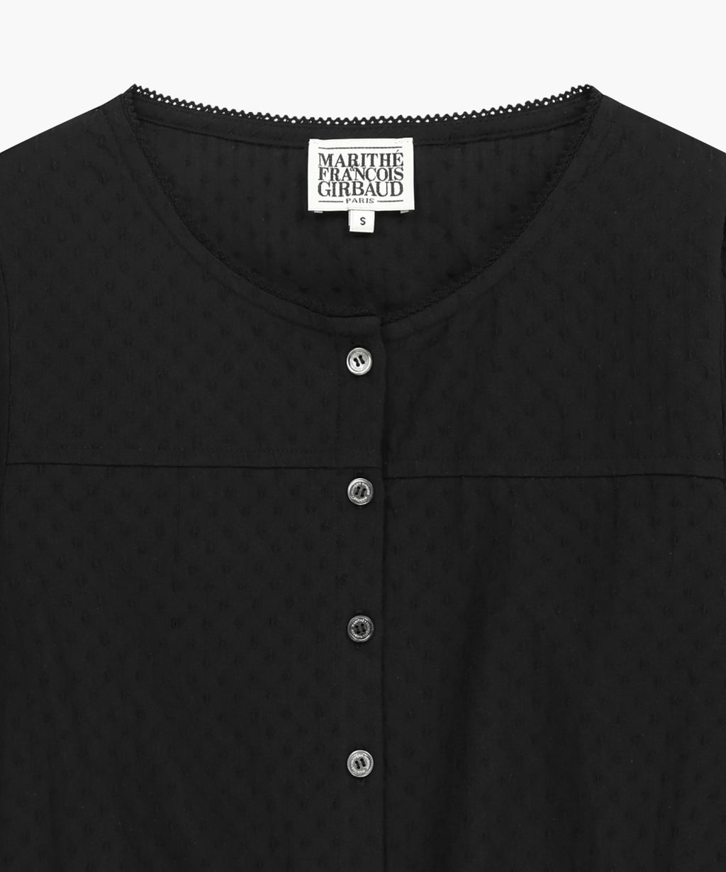Marithe & Francois Girbaud - Lace Shirring Crop Blouse (Black) product image 8 | TRAB K-Fashion Australia