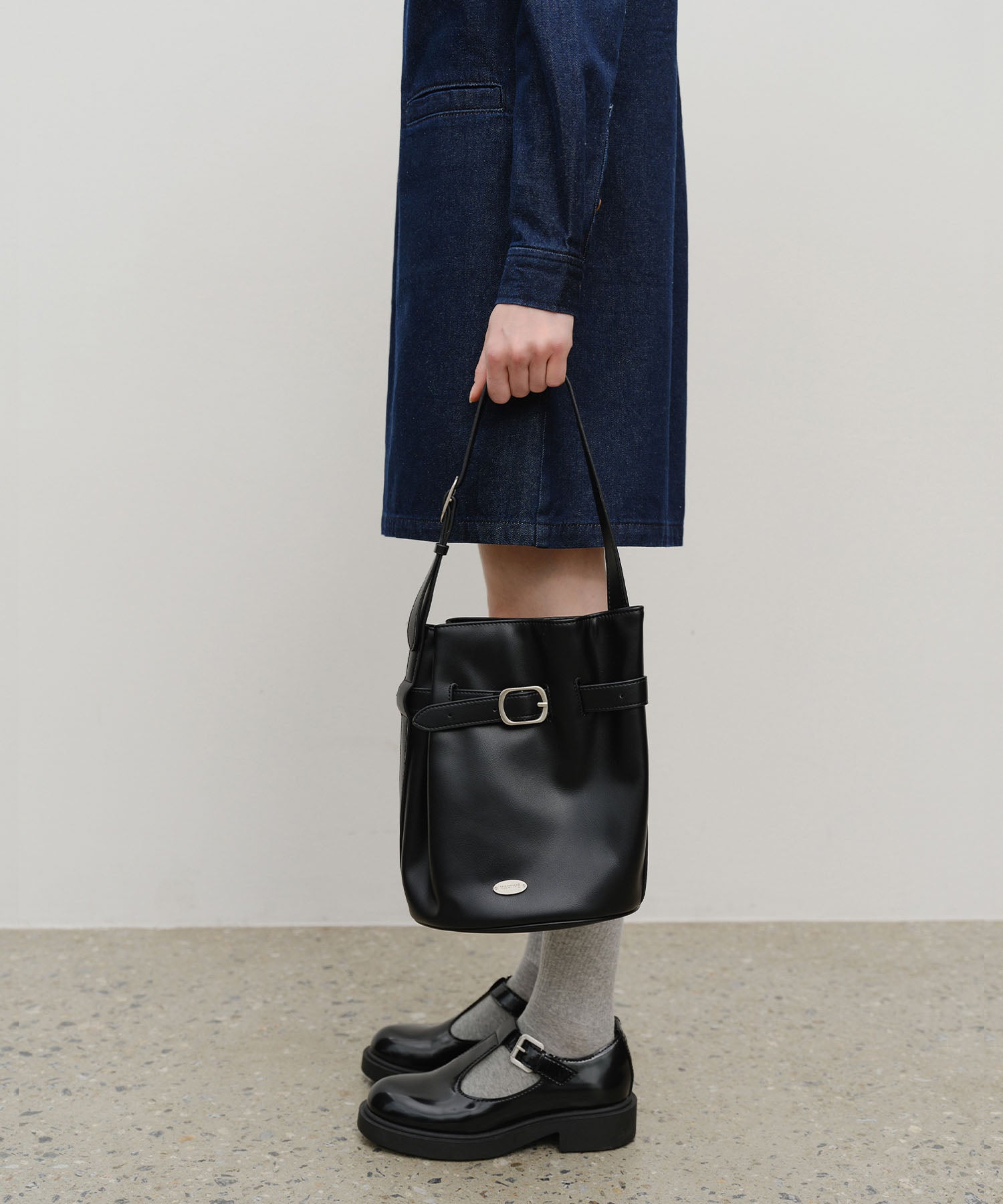 Marithe & Francois Girbaud - Buckle Strap Bucket Bag (Black) product image 8 | TRAB K-Fashion Australia