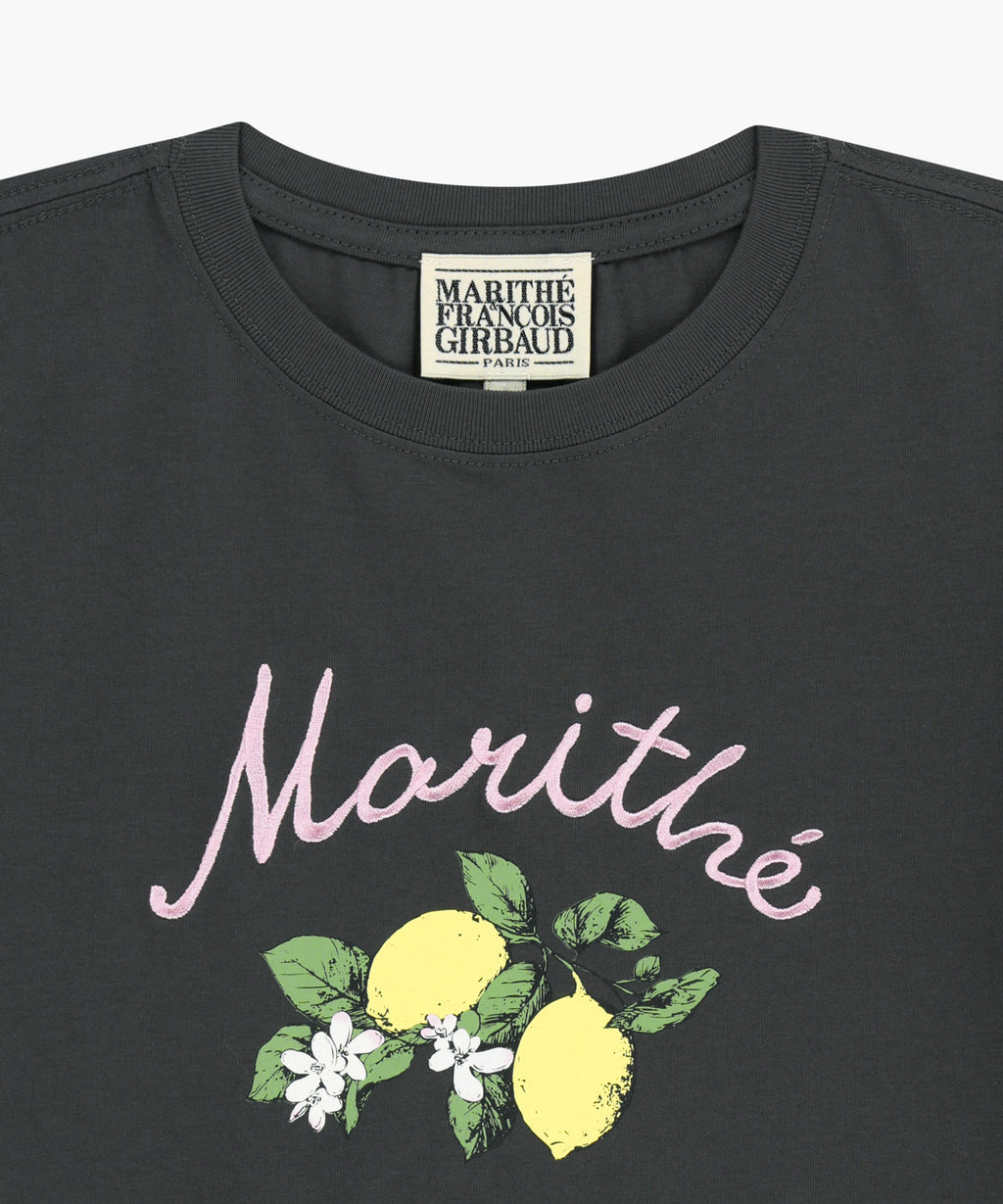 Marithe & Francois Girbaud - [Pre-order – Ships 9 Jul] Lemon Graphic Slim Crop Tee (Charcoal) product image 12 | TRAB K-Fashion Australia