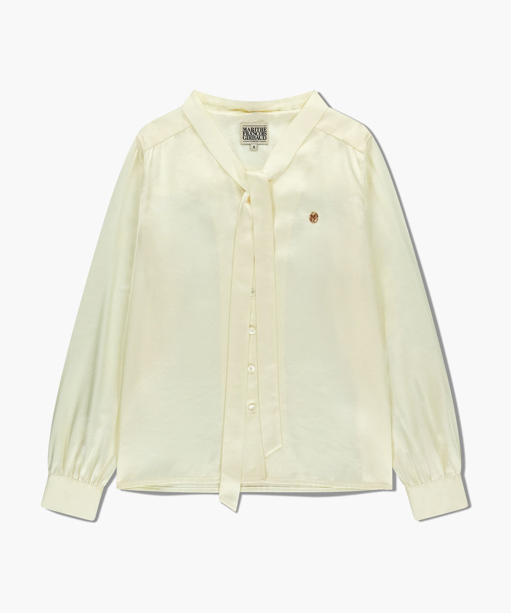 Marithe & Francois Girbaud - V-neck Tie Blouse (Ivory) product image 8 | TRAB K-Fashion Australia