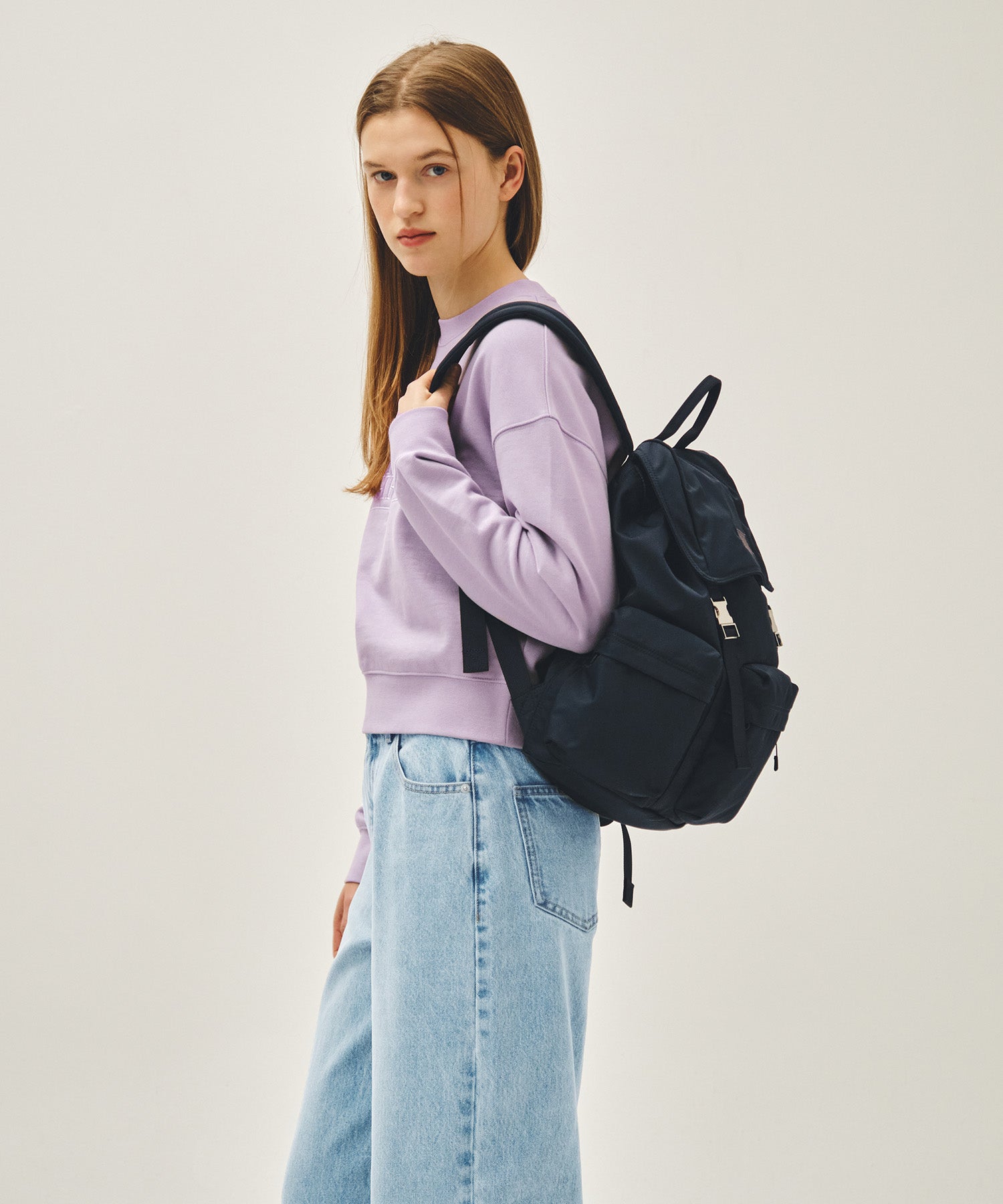 Marithe & Francois Girbaud - Classic Logo Metal Buckle Backpack (Navy) product image 8 | TRAB K-Fashion Australia