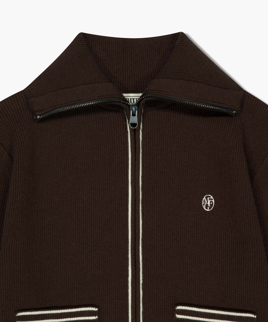 Marithe & Francois Girbaud - Big Collar Zip-up Cardigan (Brown) product image 8 | TRAB K-Fashion Australia