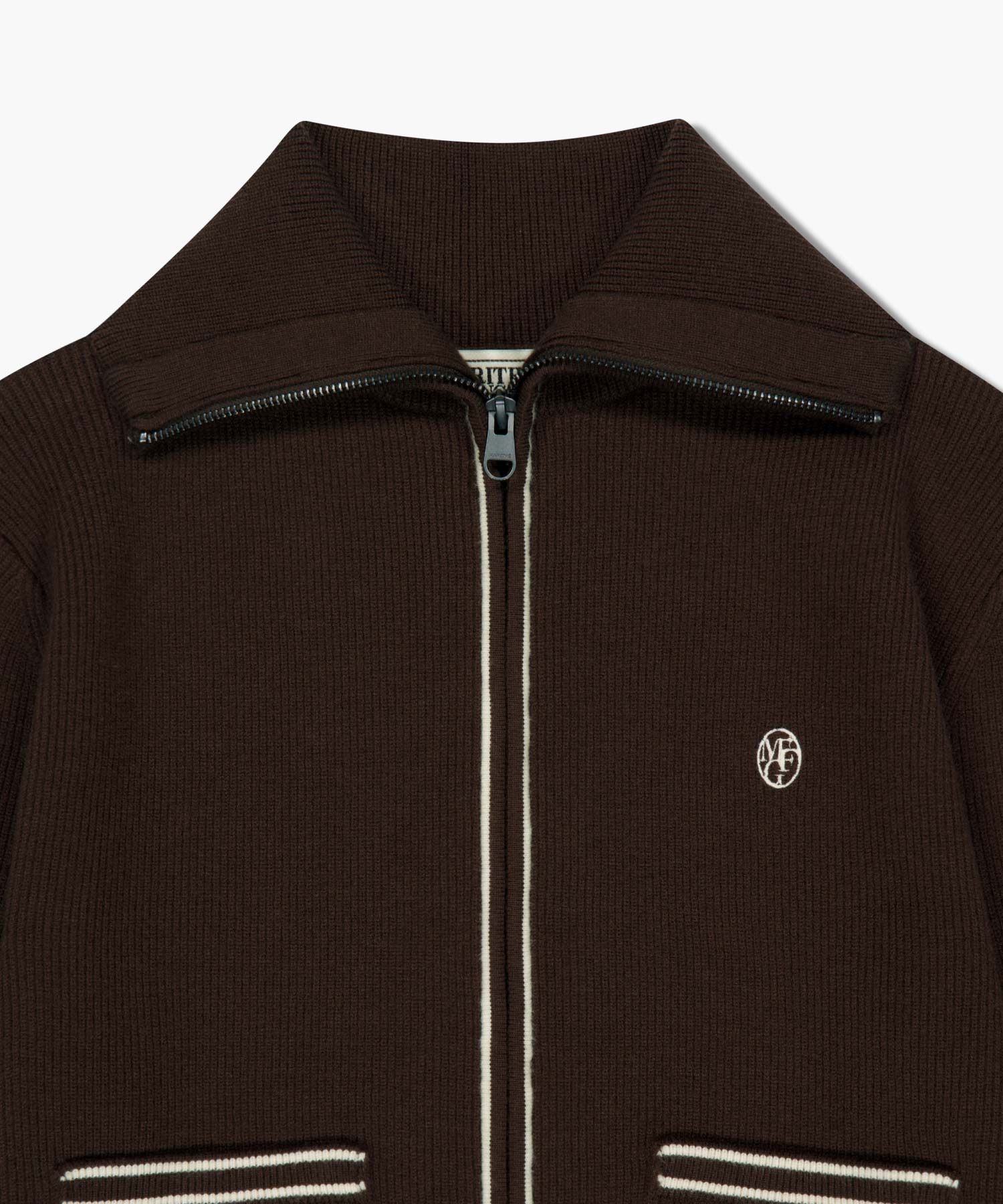 Marithe & Francois Girbaud - Big Collar Zip-up Cardigan (Brown) product image 8 | TRAB K-Fashion Australia