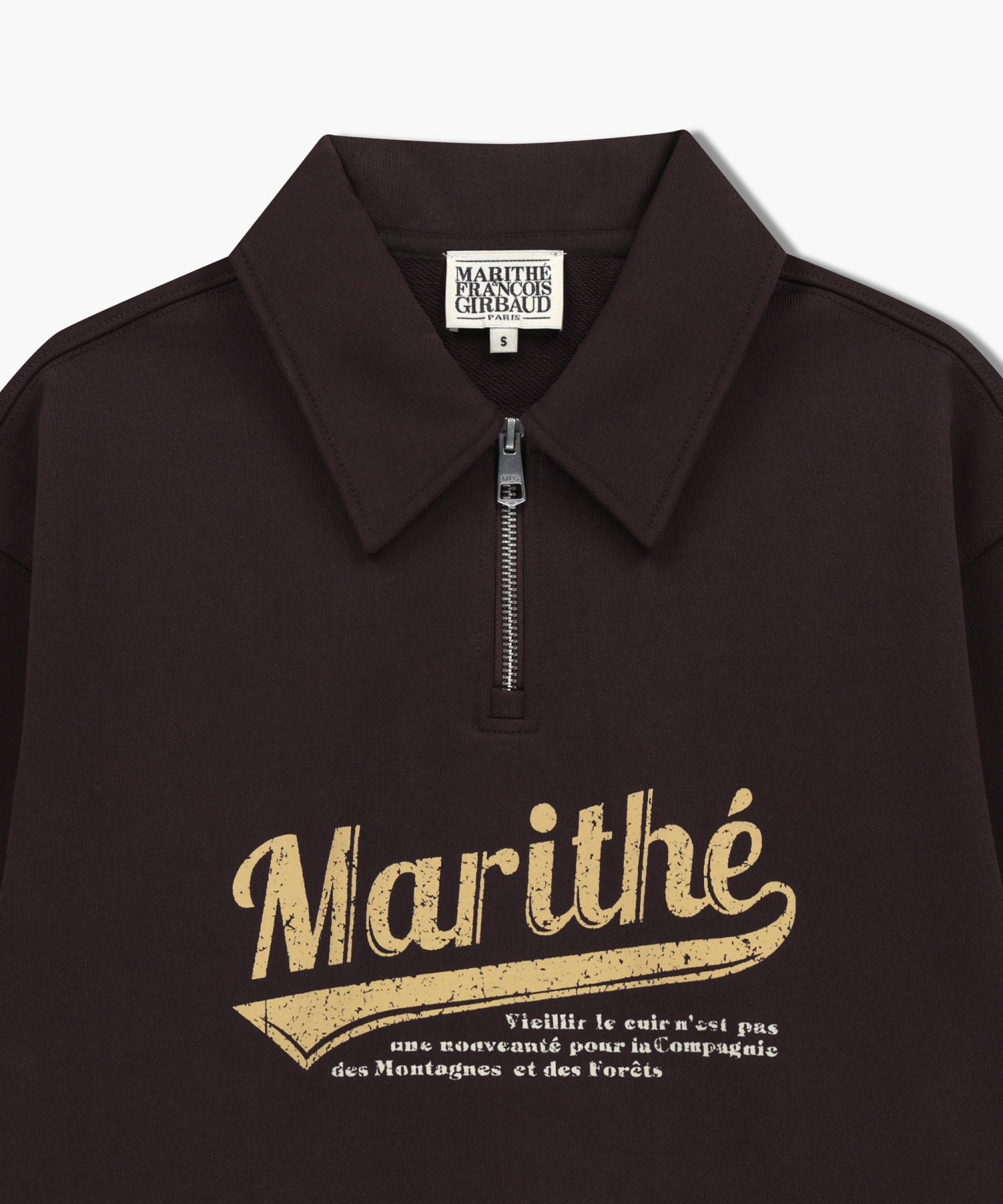 Marithe & Francois Girbaud - Baseball Logo Collar Half Zipup Sweatshirt (Brown) product image 8 | TRAB K-Fashion Australia