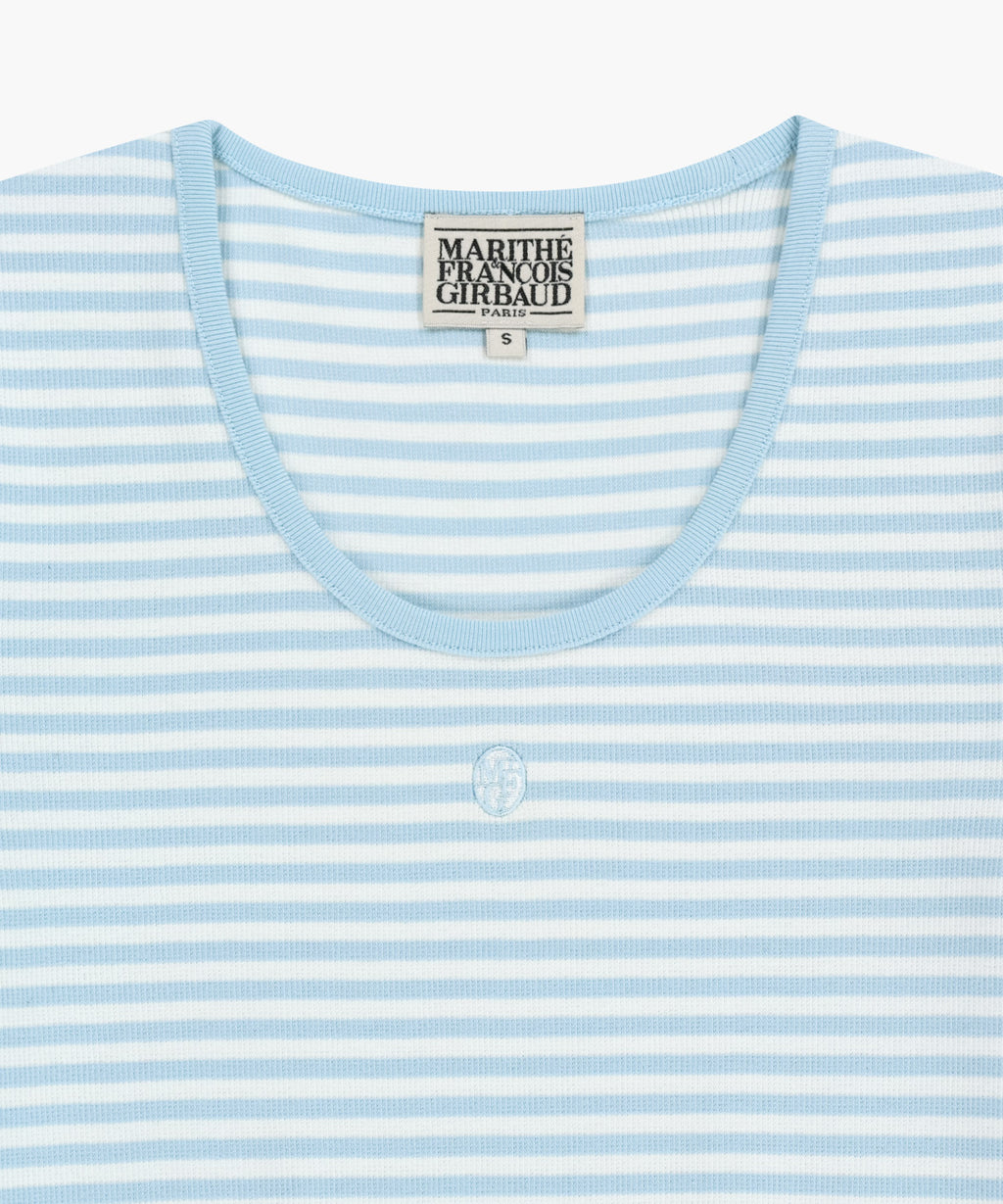 Marithe & Francois Girbaud - Deep Neck Ringer Tee (Sky Blue) product image 8 | TRAB K-Fashion Australia