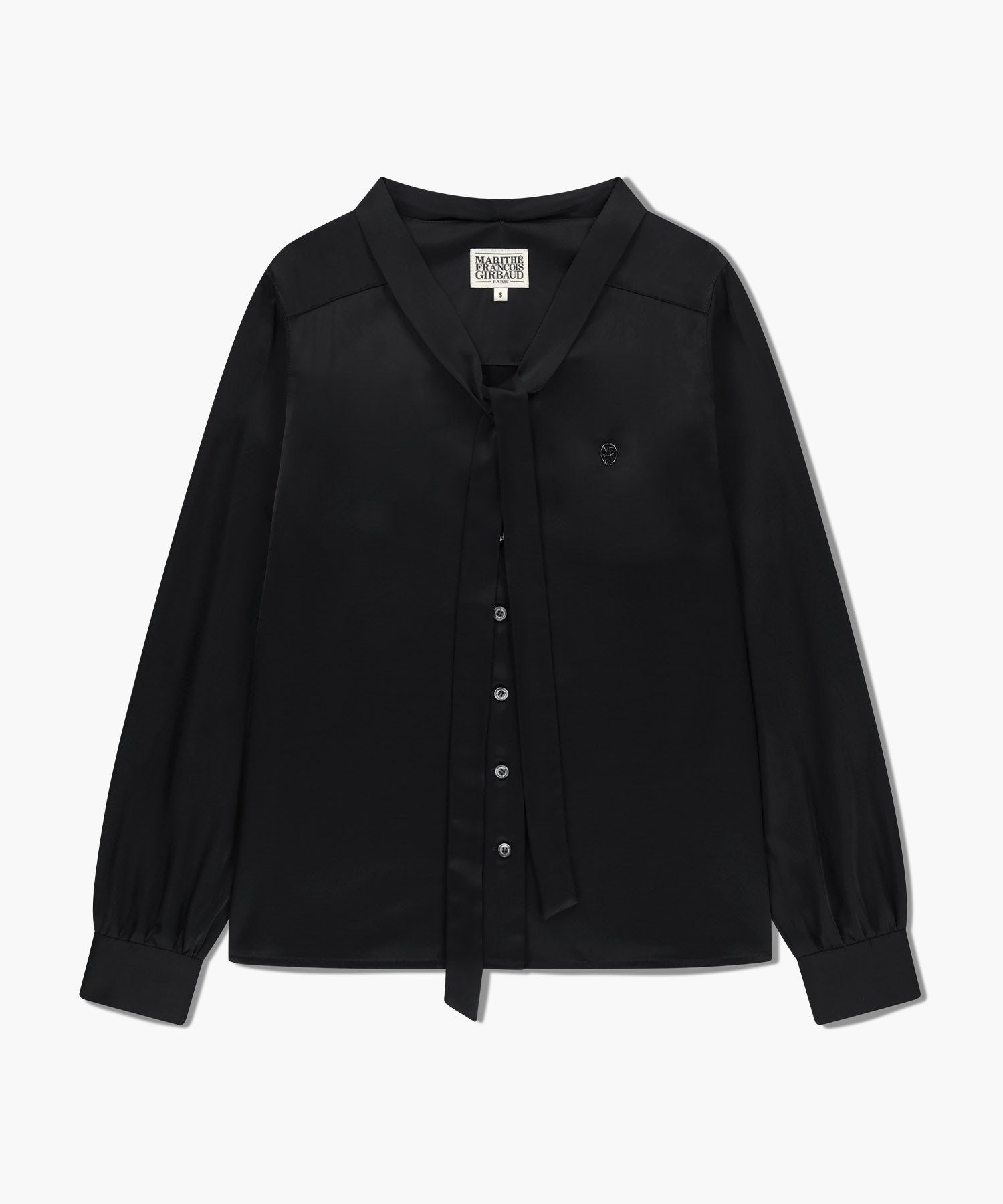 Marithe & Francois Girbaud - V-neck Tie Blouse (Black) product image 8 | TRAB K-Fashion Australia