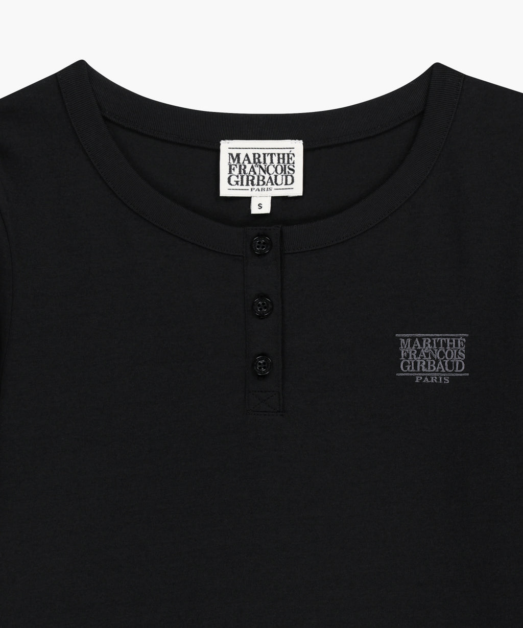 Marithe & Francois Girbaud - Small Classic Logo Henley Neck 3/4 Sleeve Tee (Black) product image 8 | TRAB K-Fashion Australia