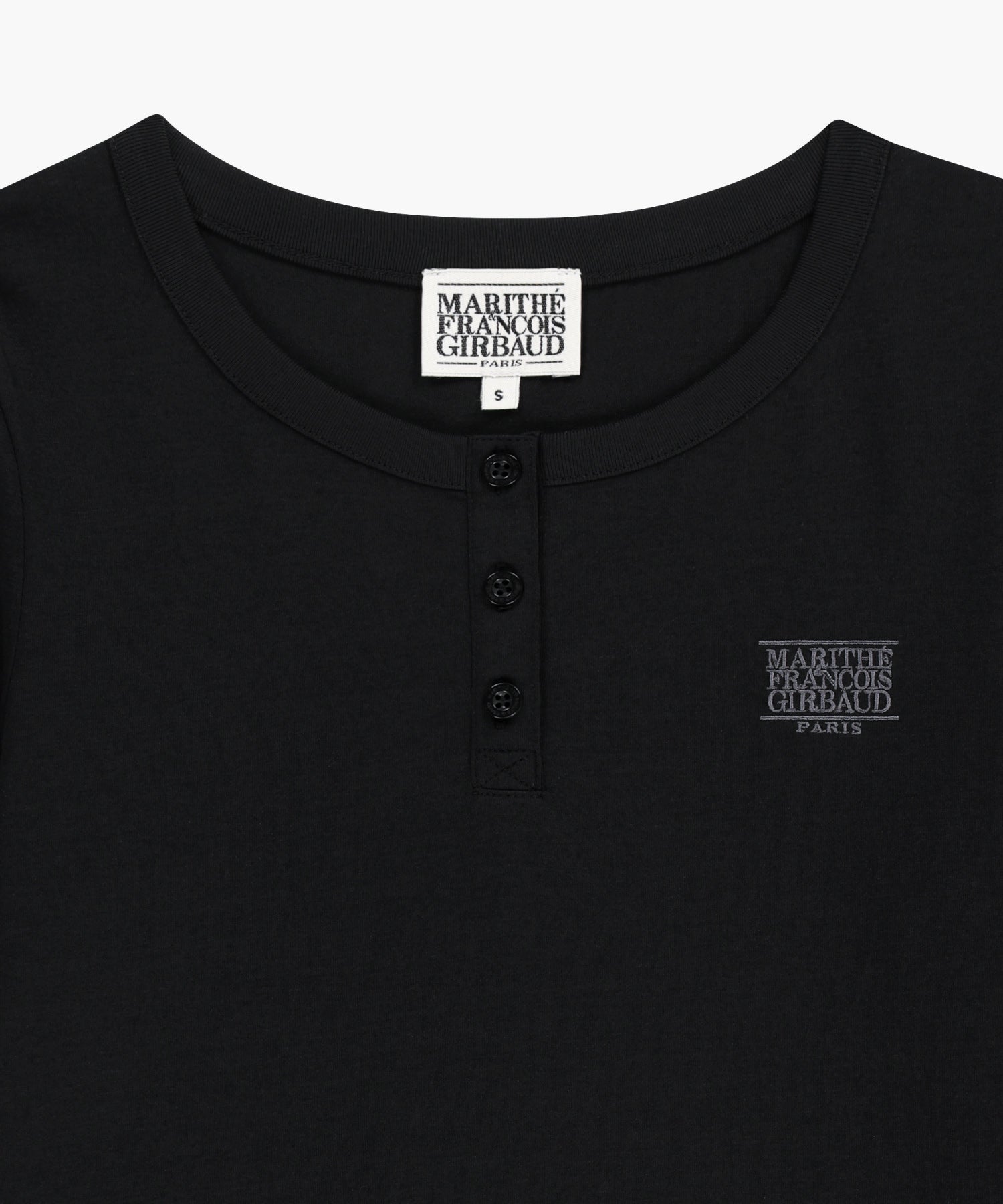 Marithe & Francois Girbaud - Small Classic Logo Henley Neck 3/4 Sleeve Tee (Black) product image 8 | TRAB K-Fashion Australia