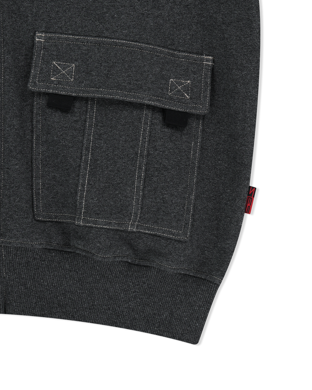 yeseyesee - Y.E.S Stitch Pocket Zip Up Hoodie (Charcoal) product image 3 | TRAB K-Fashion Australia