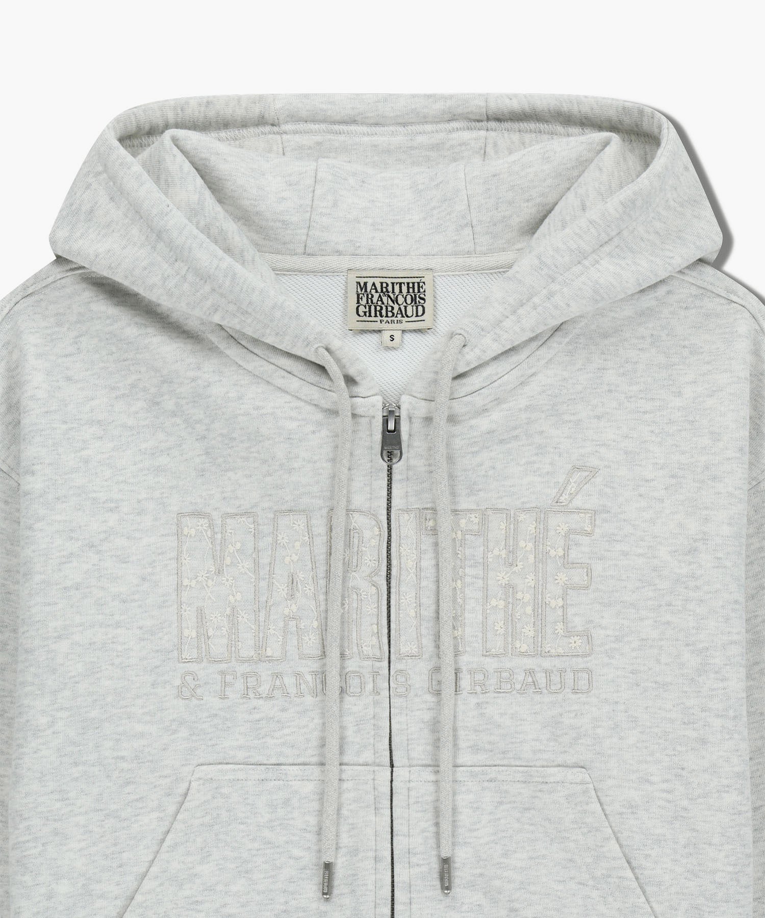 Marithe & Francois Girbaud - Lace Applique Crop Hoodie Zipup (Light Heather Gray) product image 8 | TRAB K-Fashion Australia