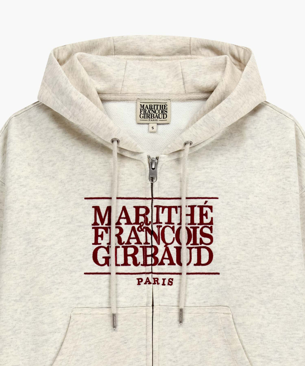 Marithe & Francois Girbaud - Classic Logo Crop Hoodie Zipup (Oatmeal) product image 8 | TRAB K-Fashion Australia