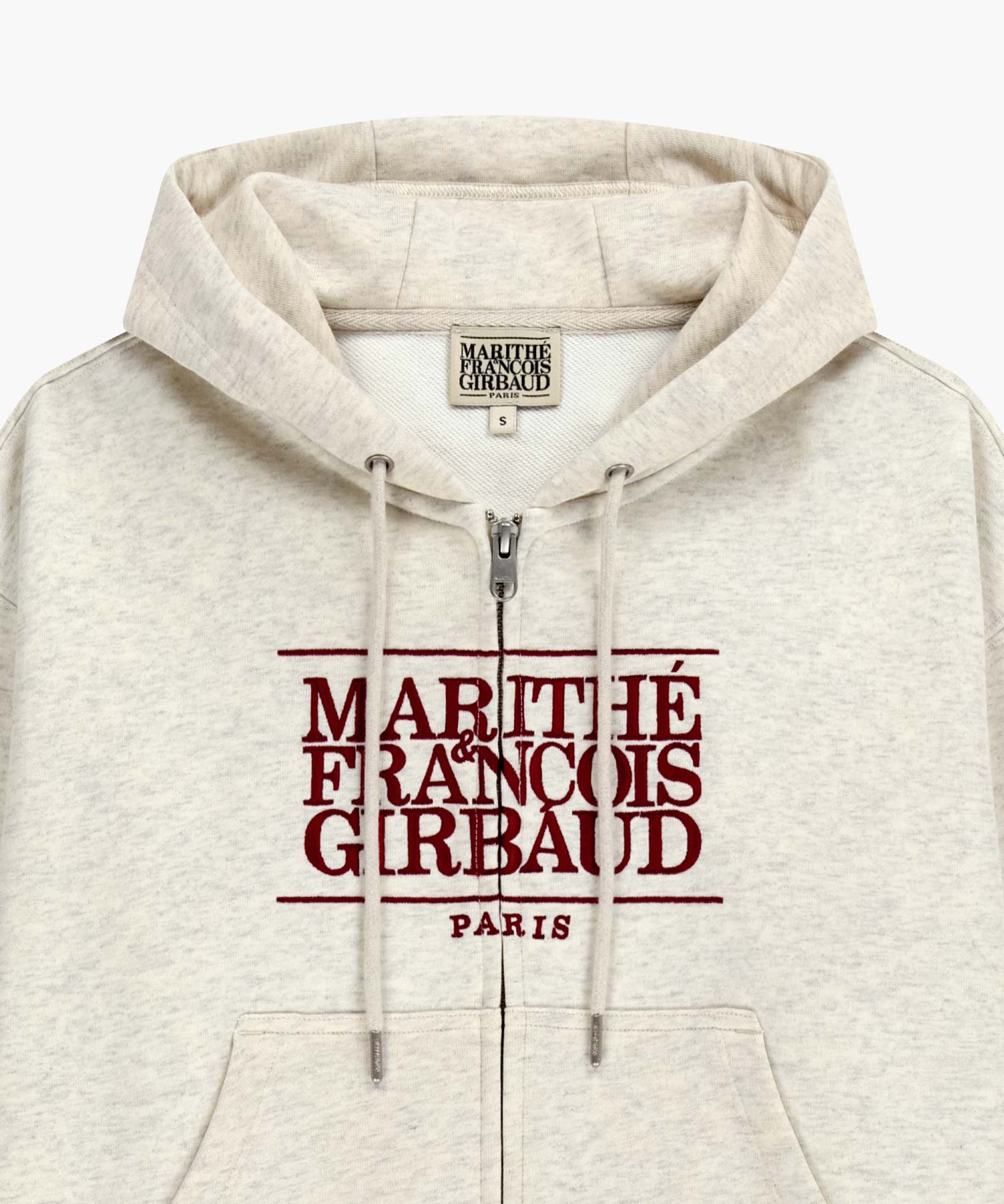 Marithe & Francois Girbaud - Classic Logo Crop Hoodie Zipup (Oatmeal) product image 8 | TRAB K-Fashion Australia