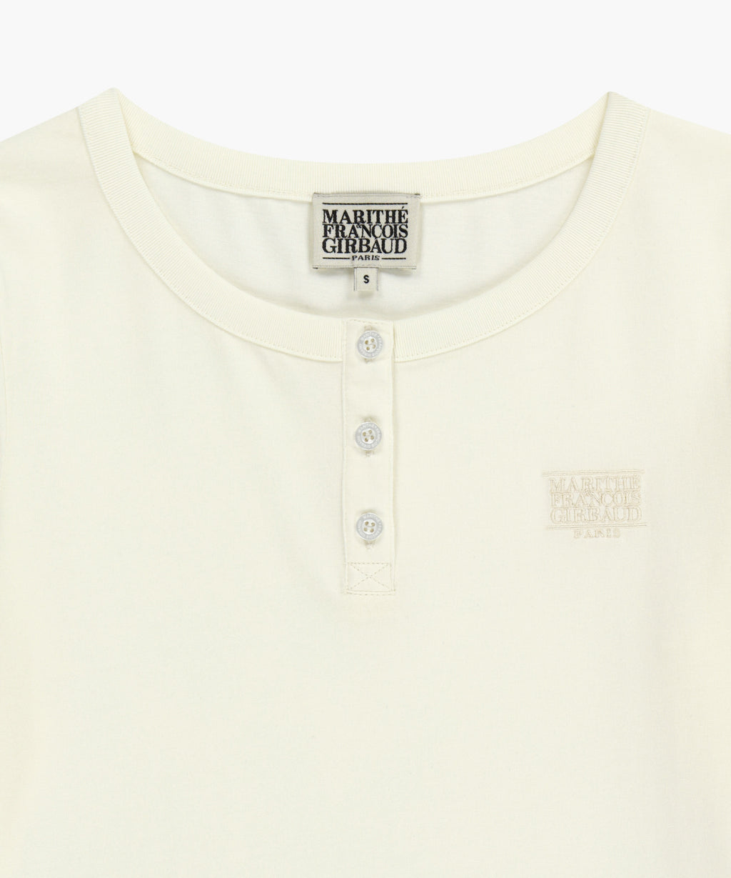Marithe & Francois Girbaud - Small Classic Logo Henley Neck 3/4 Sleeve Tee (Ivory) product image 8 | TRAB K-Fashion Australia