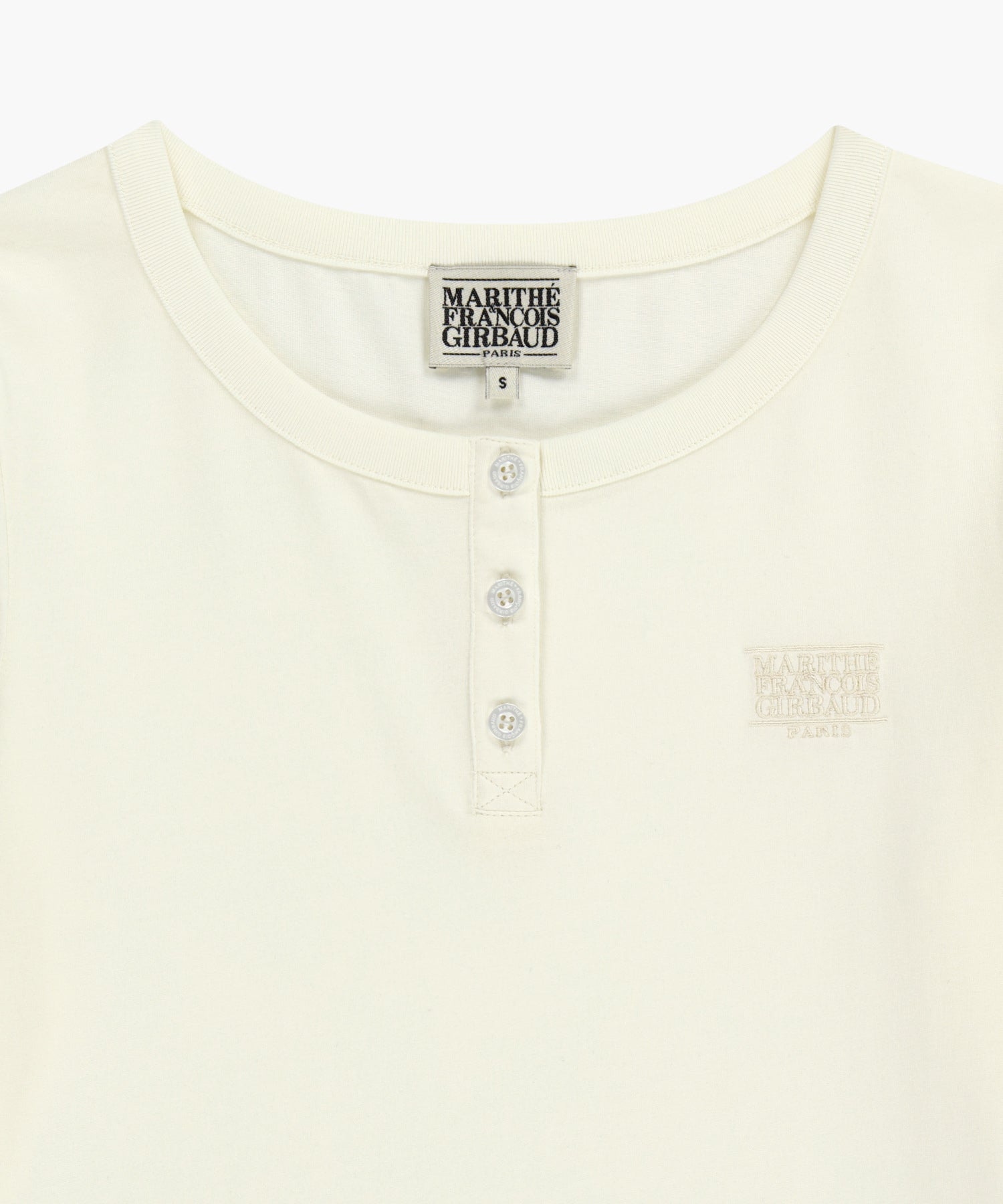 Marithe & Francois Girbaud - Small Classic Logo Henley Neck 3/4 Sleeve Tee (Ivory) product image 8 | TRAB K-Fashion Australia