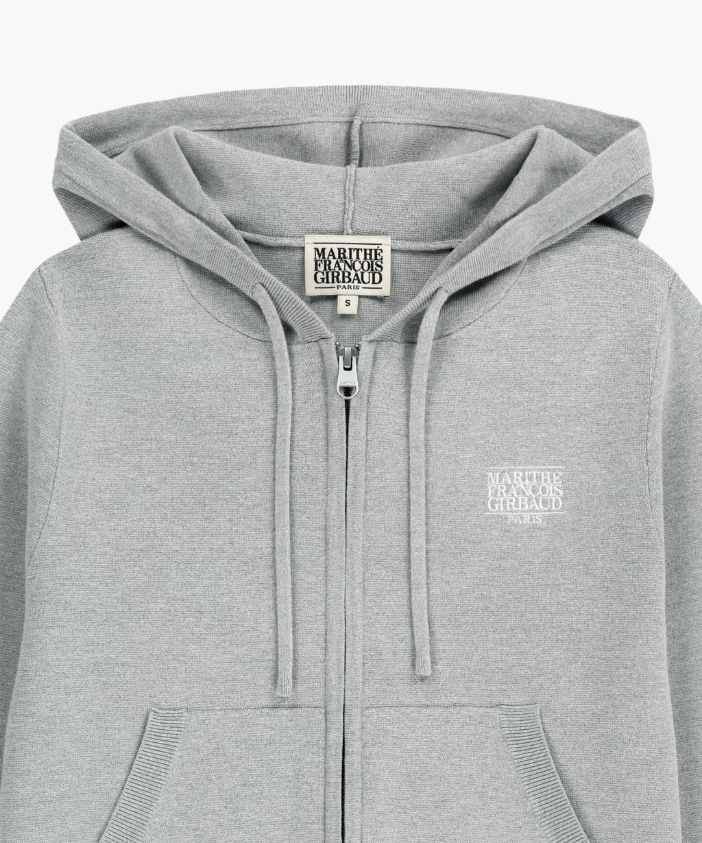 Marithe & Francois Girbaud - Small Classic Logo Crop Knit Hoodie Zipup (Heather Gray) product image 8 | TRAB K-Fashion Australia