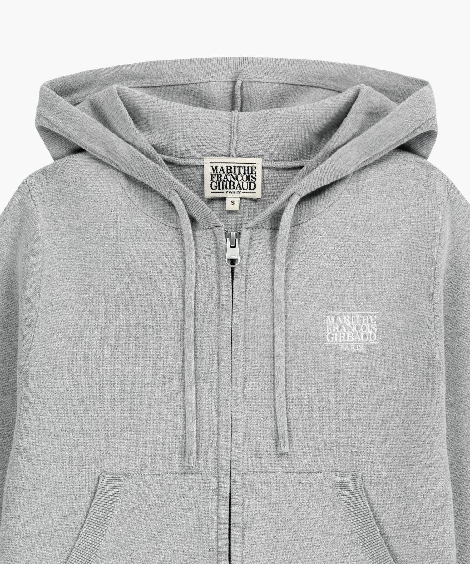 Marithe & Francois Girbaud - Small Classic Logo Crop Knit Hoodie Zipup (Heather Gray) product image 8 | TRAB K-Fashion Australia