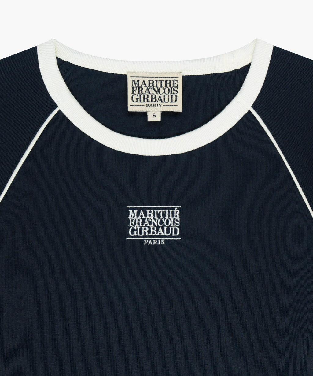 Marithe & Francois Girbaud - Aerocool Small Classic Logo Ringer Slim Crop Tee (Navy) product image 8 | TRAB K-Fashion Australia