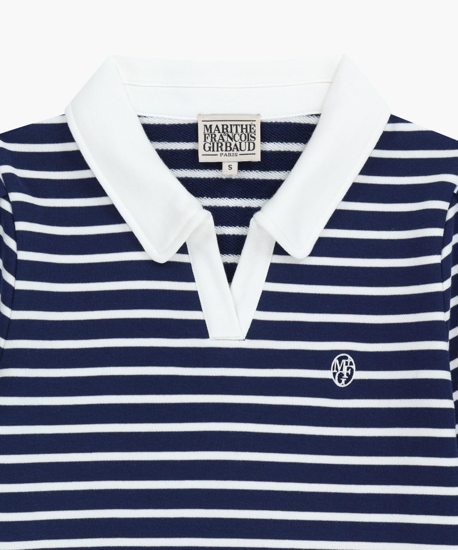 Marithe & Francois Girbaud - Collar Stripe Half Sleeve Crop Sweatshirt (Blue) product image 8 | TRAB K-Fashion Australia