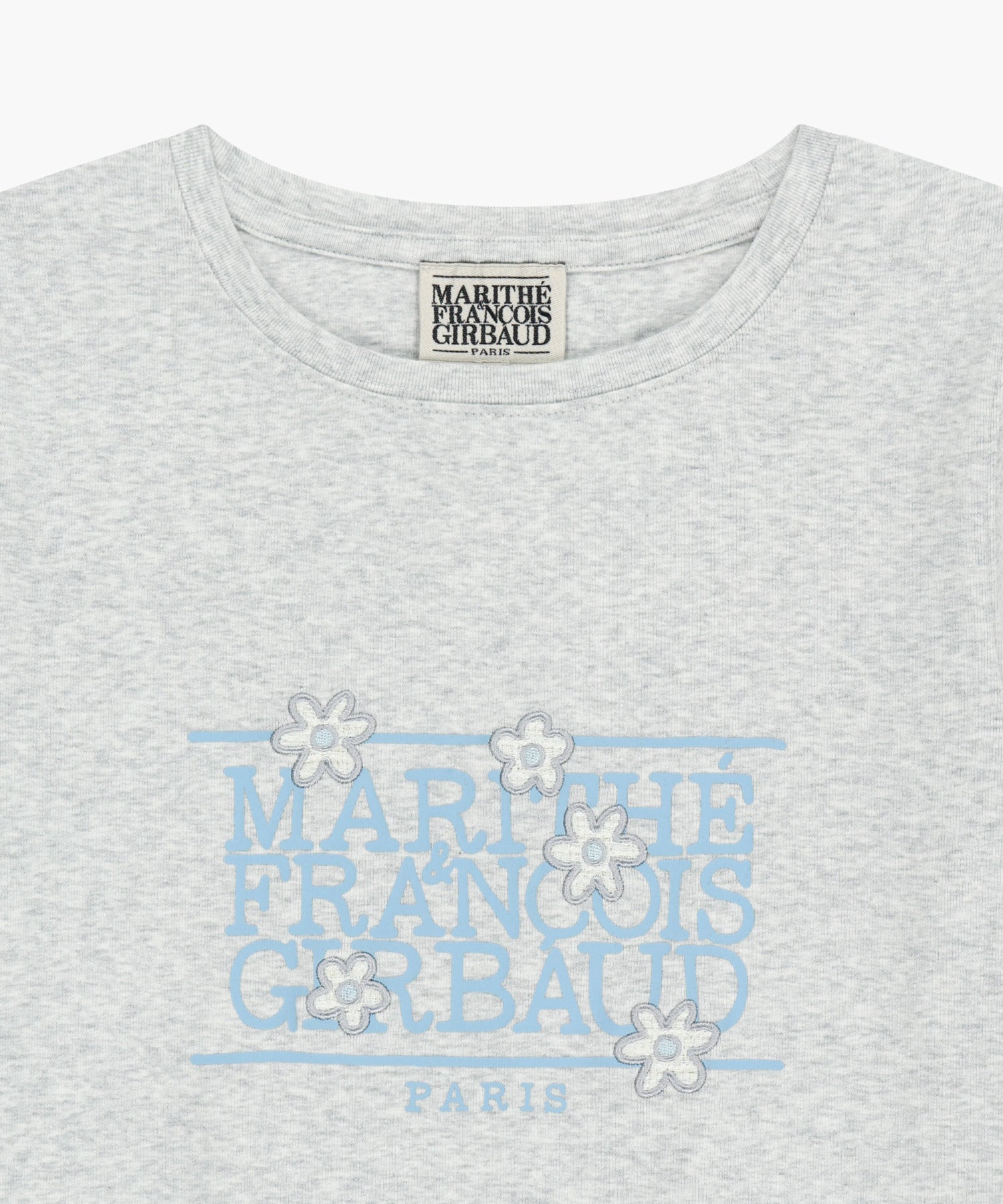 Marithe & Francois Girbaud - [Pre-order – Ships 19 Jun] Flower Classic Logo Cap Sleeve Slim Crop Tee (Light Heather Gray) product image 8 | TRAB K-Fashion Australia