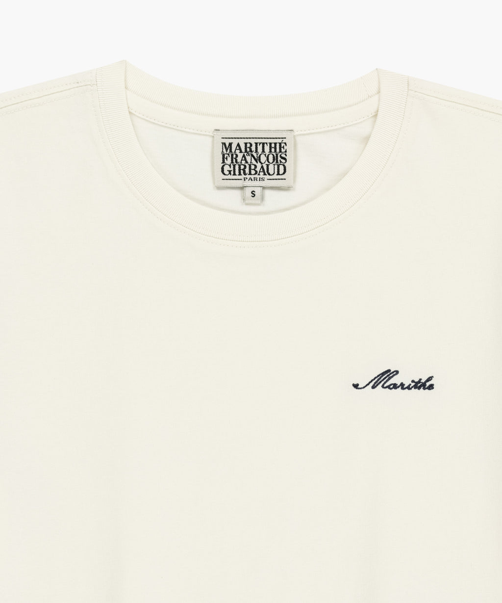Marithe & Francois Girbaud - Small Lettering Slim Crop Tee (Ivory) product image 8 | TRAB K-Fashion Australia