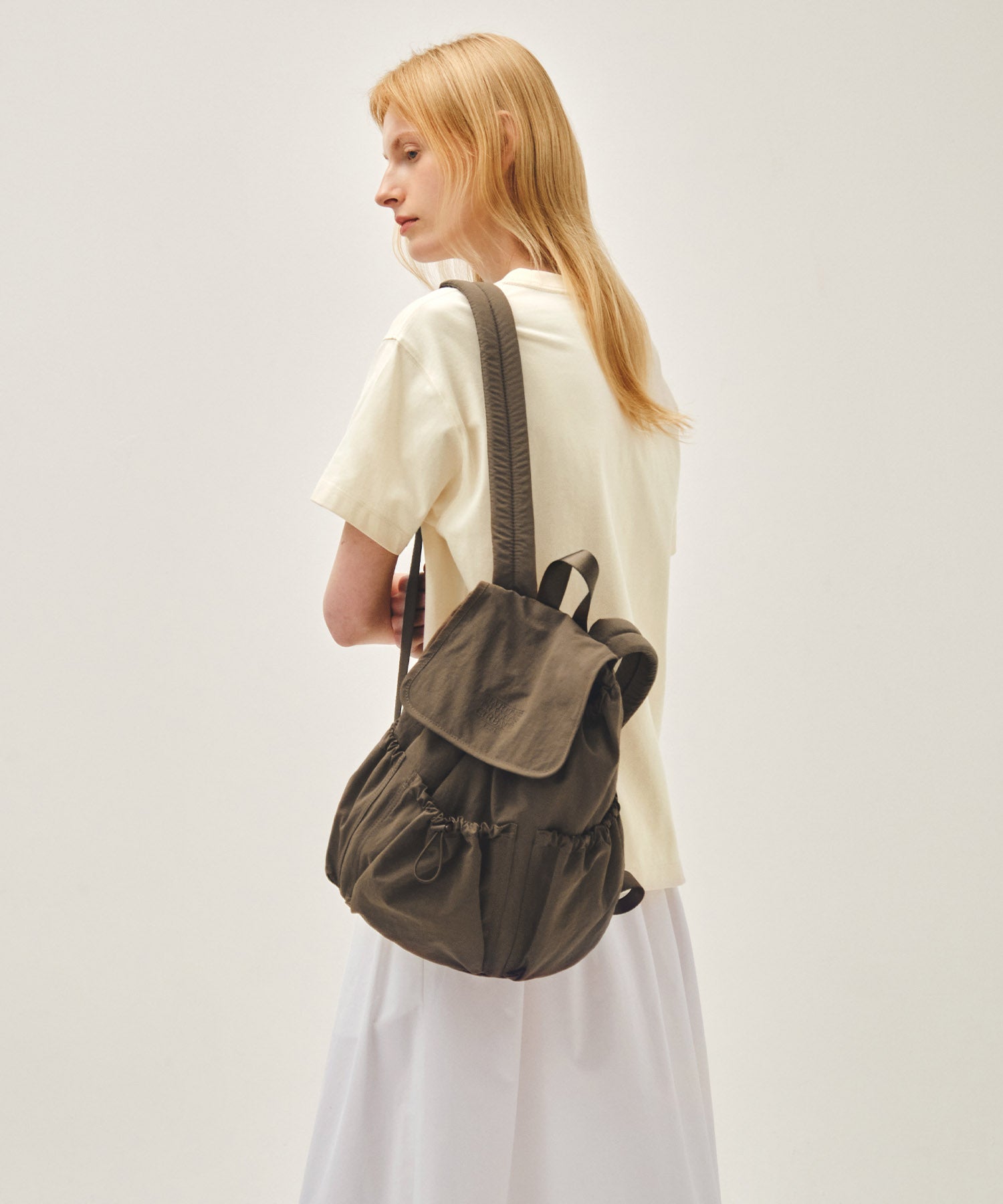 Marithe & Francois Girbaud - Classic Logo Stopper Pocket Backpack (Brown) product image 8 | TRAB K-Fashion Australia