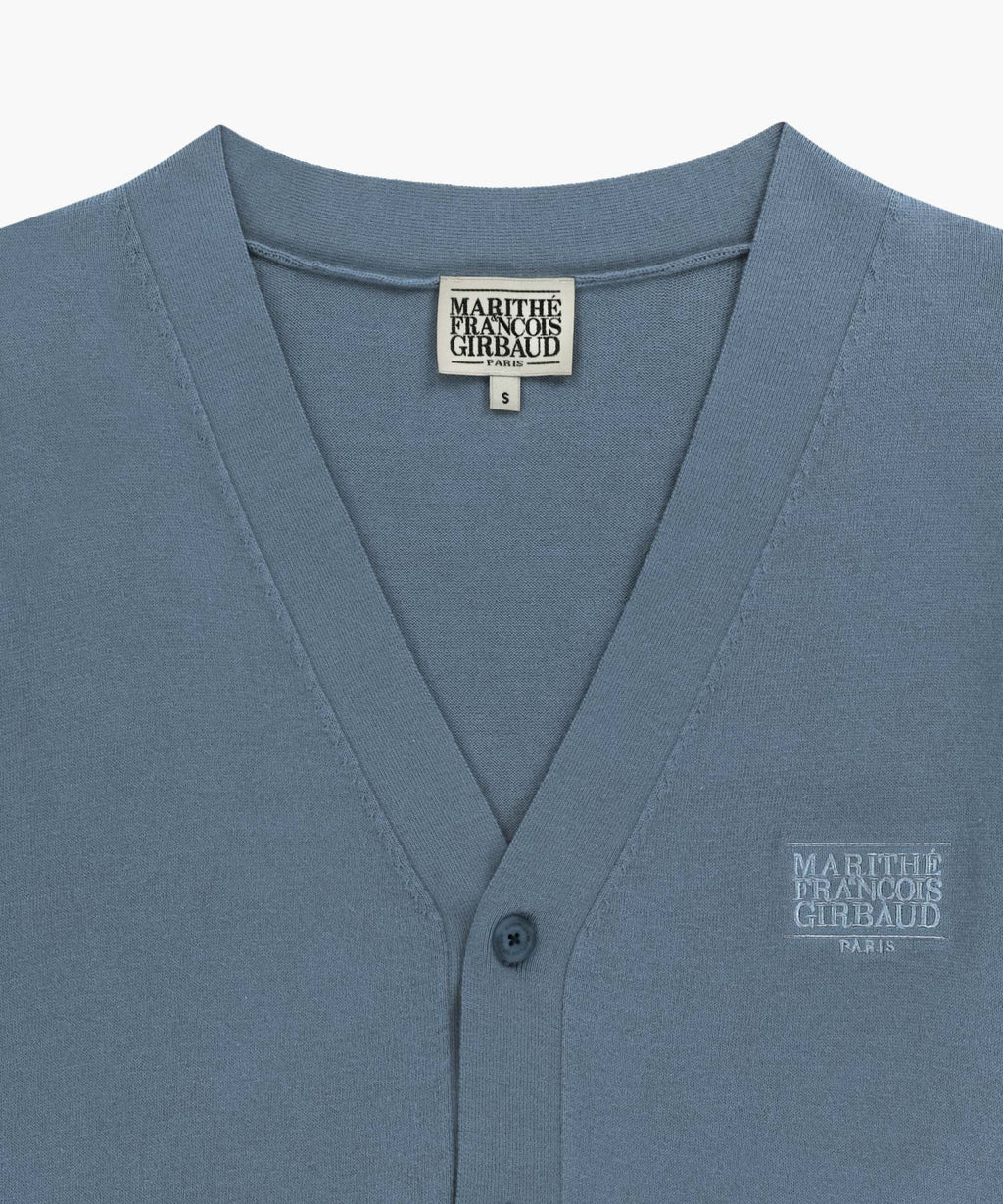 Marithe & Francois Girbaud - Small Classic Logo V-neck Knit Cardigan (Vintage Blue) product image 8 | TRAB K-Fashion Australia